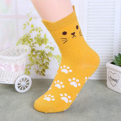 5 Pairs Cat Socks Men Women Winter Cotton Running Sports Crew Socks