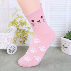 5 Pairs Cat Socks Men Women Winter Cotton Running Sports Crew Socks