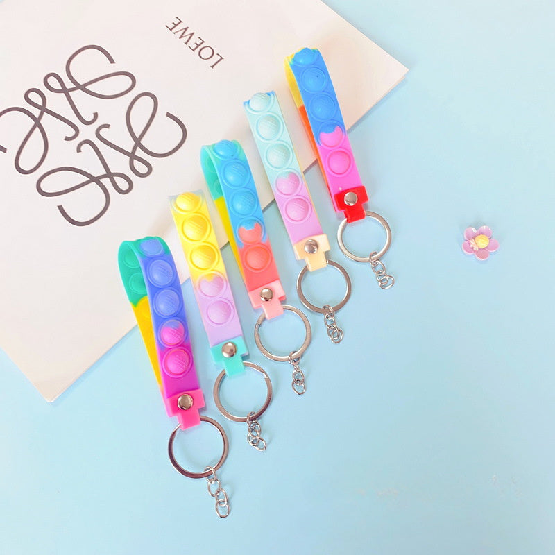 Soft Rubber Wrist Strap Keychain Decompression for Stress Relief
