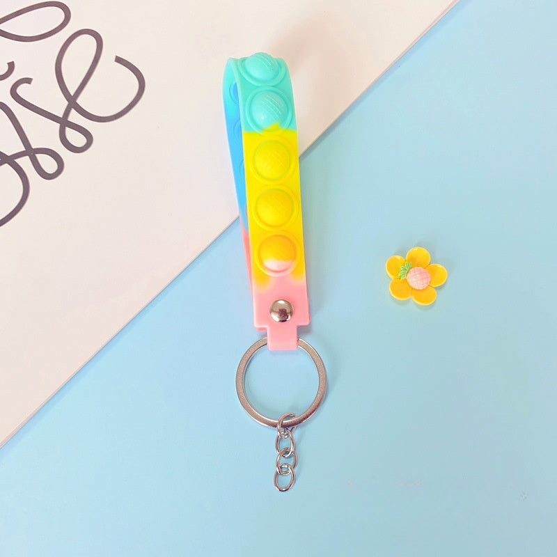 Soft Rubber Wrist Strap Keychain Decompression for Stress Relief