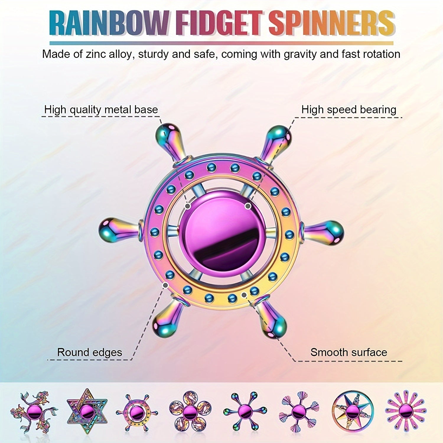 Colorful Fidget Spinner Metal Hand Spinner For Adults Anxiety Relief Toy