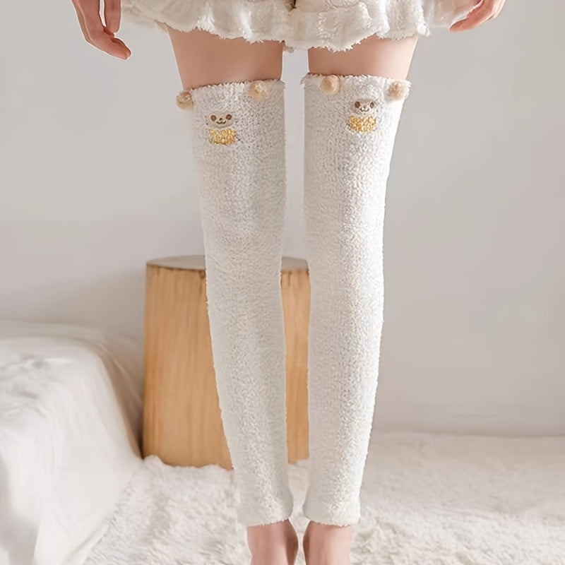 Cute Cartoon Animal Fuzzy Over The Knee Socks Women's Stockings