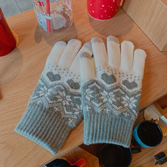 Snowflake Knitted Gloves Touch Screen Winter Thickened