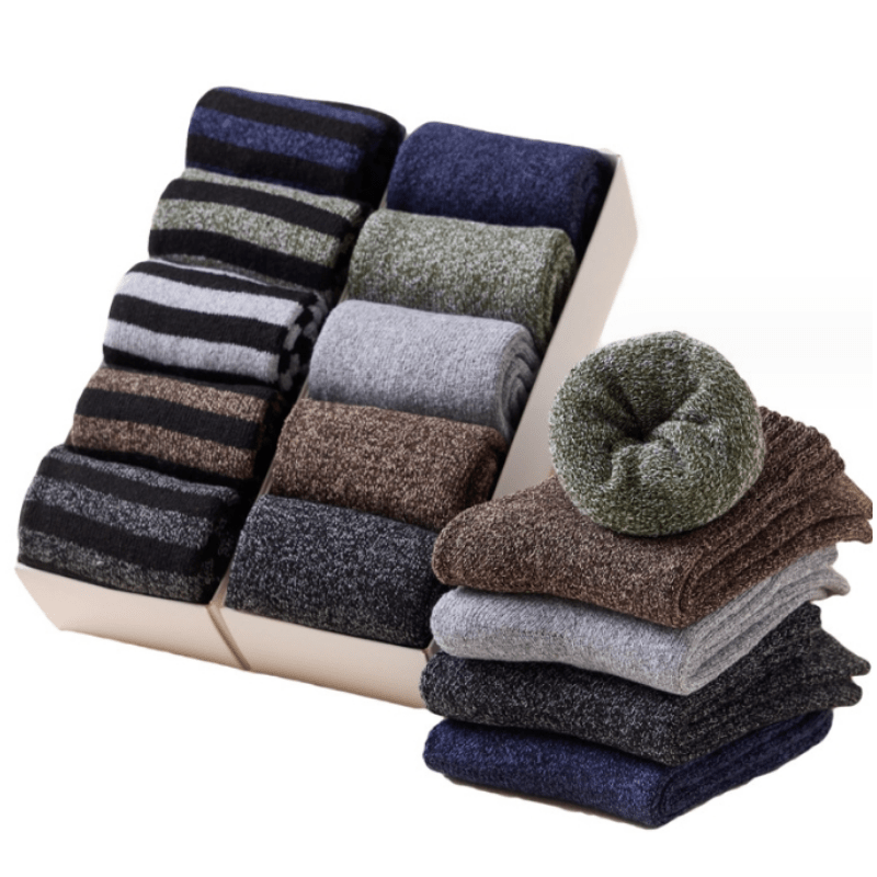 5 Pairs Men's Winter Wool Socks Thick Warm Crew Floor Socks