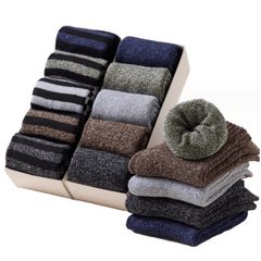 5 Pairs Men's Winter Wool Socks Thick Warm Crew Floor Socks