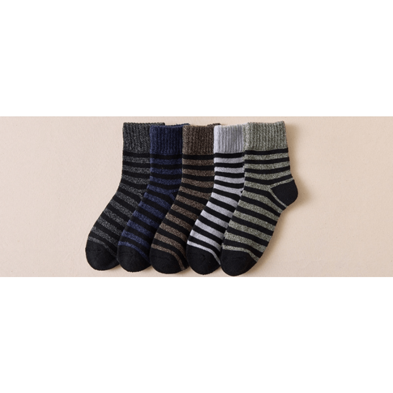 5 Pairs Men's Winter Wool Socks Thick Warm Crew Floor Socks