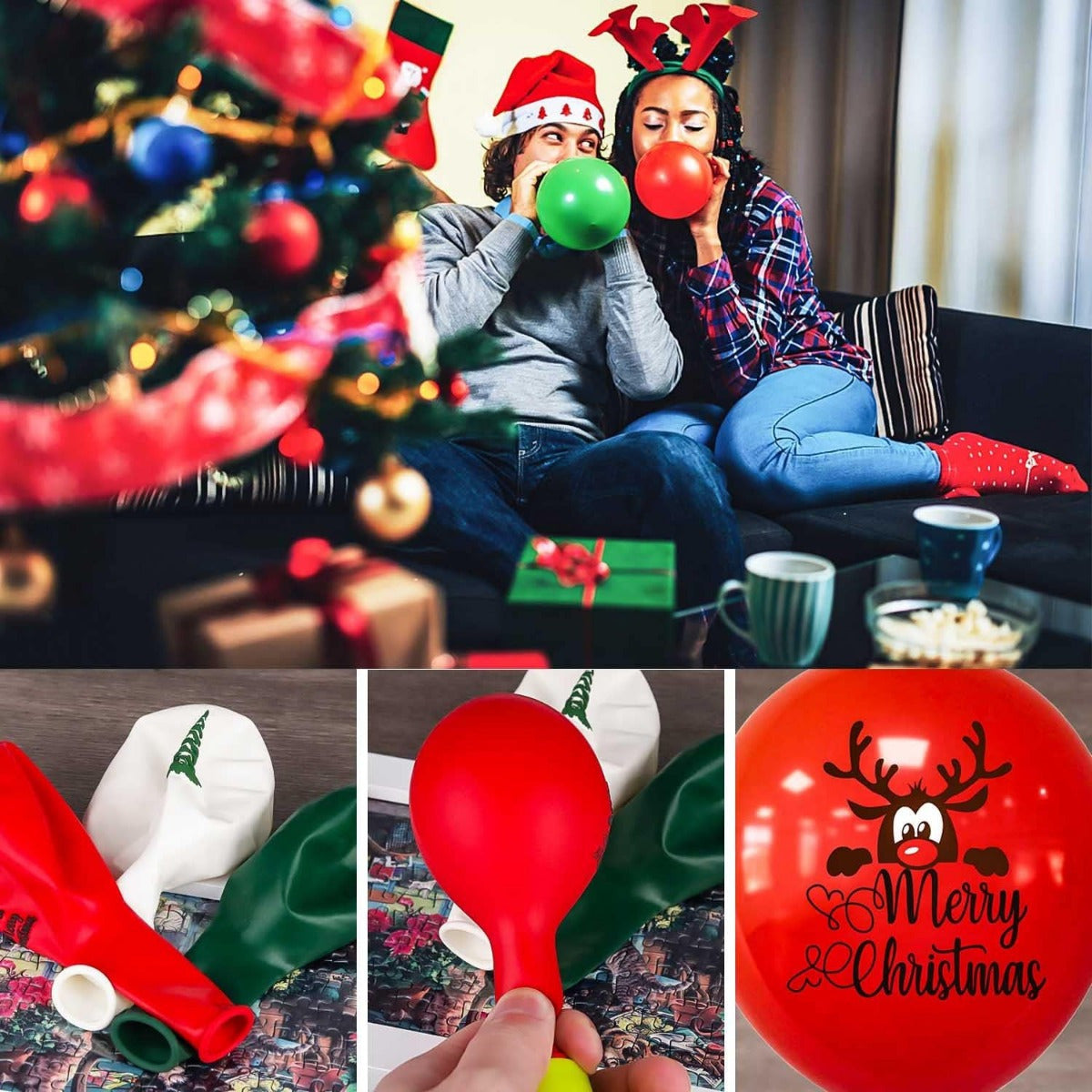 100pcs Merry Christmas Balloons Red Green Xmas Party Supplies