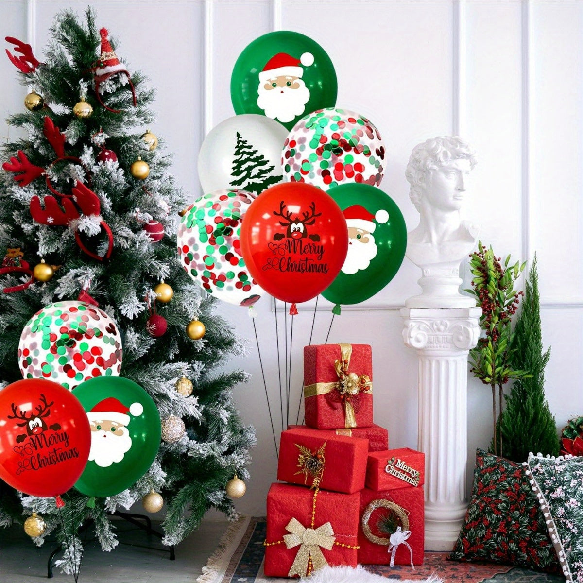 100pcs Merry Christmas Balloons Red Green Xmas Party Supplies