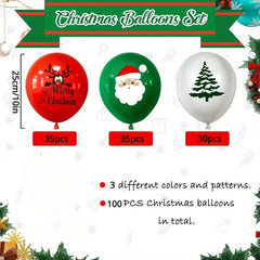 100pcs Merry Christmas Balloons Red Green Xmas Party Supplies