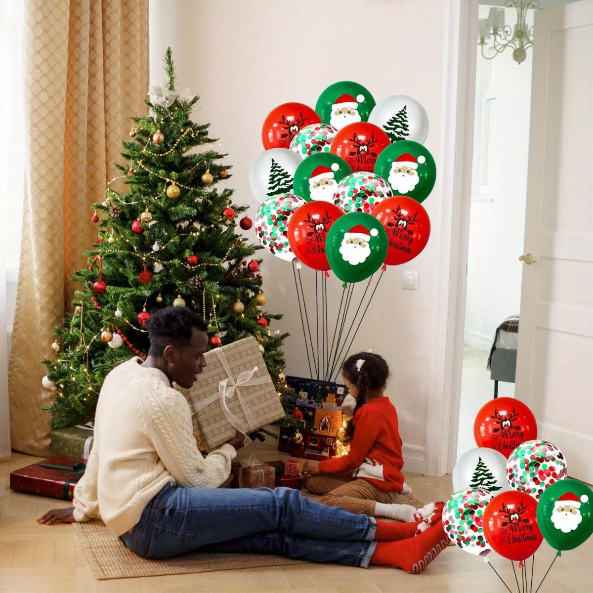 100pcs Merry Christmas Balloons Red Green Xmas Party Supplies