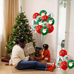 100pcs Merry Christmas Balloons Red Green Xmas Party Supplies
