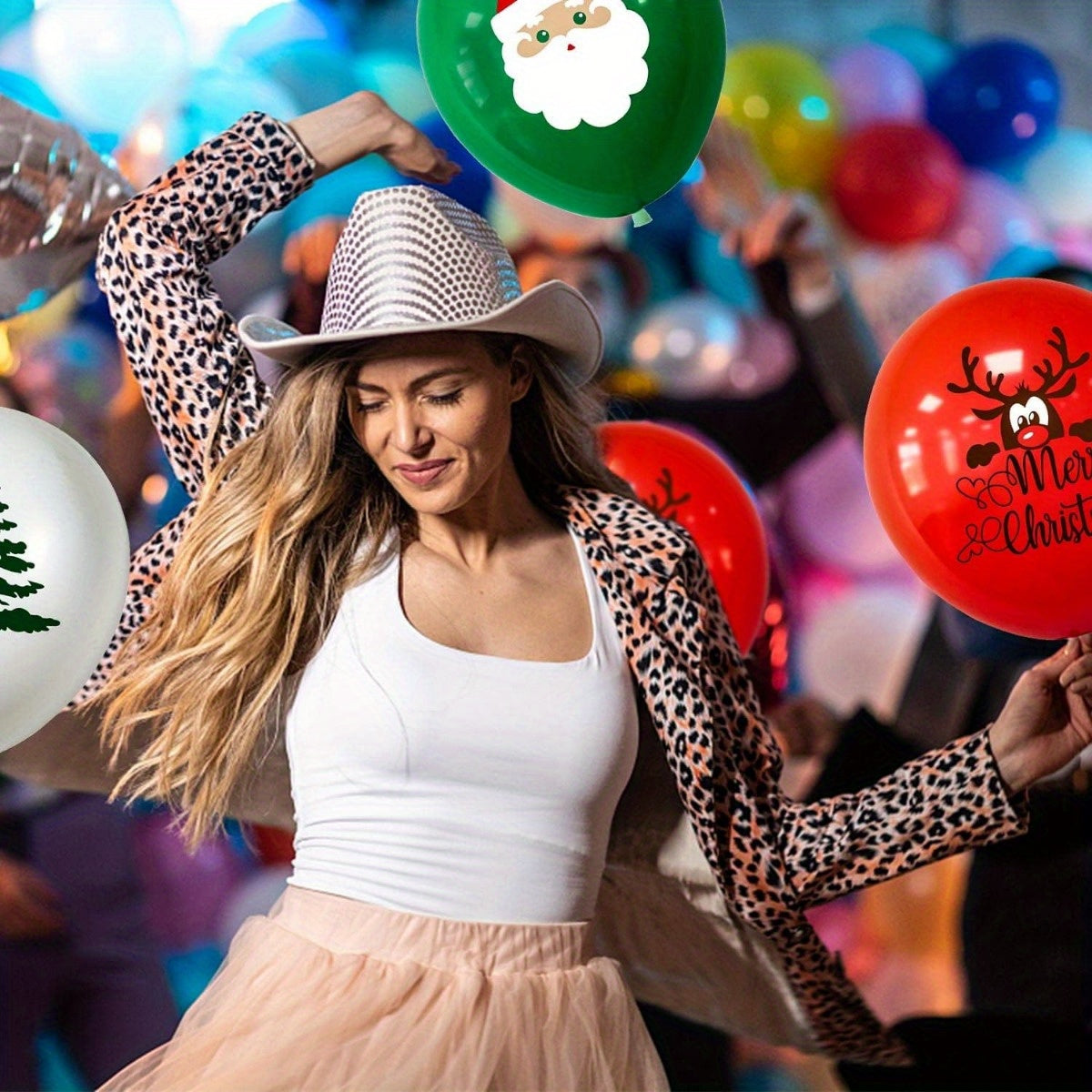 100pcs Merry Christmas Balloons Red Green Xmas Party Supplies