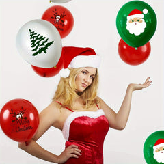 100pcs Merry Christmas Balloons Red Green Xmas Party Supplies