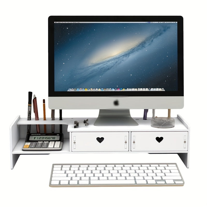 Monitor Stand with Drawers Organize Desk Space Office