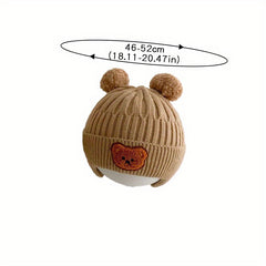 Winter Baby Beanie Cartoon Bear Ear Protection Knitted Hat For Boys & Girls