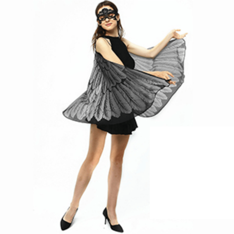 2pcs Halloween Party Wings Shawl Costume Cloak with Lace Cat Face Mask