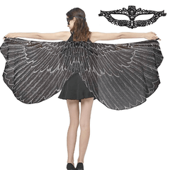 2pcs Halloween Party Wings Shawl Costume Cloak with Lace Cat Face Mask