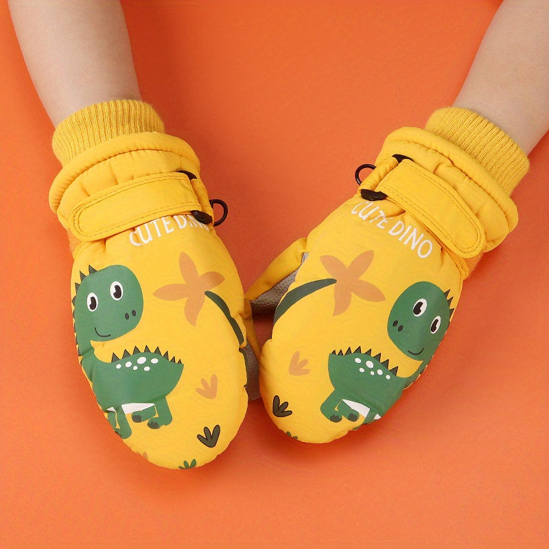 Cartoon Skiing Gloves for Boys & Girls, Windproof & Waterproof