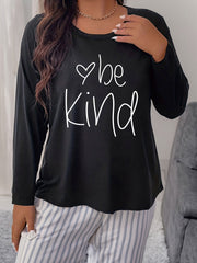 Basic Loungewear Top Women's Plus Long Sleeve Round Neck Pajama Tee