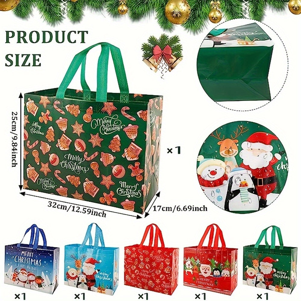 12pcs Reusable Christmas Tote Bags Large Gift Snack Wrap Shopping Bags