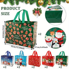 12pcs Reusable Christmas Tote Bags Large Gift Snack Wrap Shopping Bags