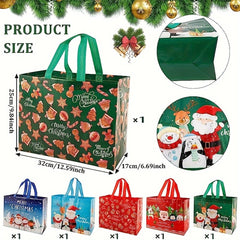 12pcs Reusable Christmas Tote Bags Large Gift Snack Wrap Shopping Bags