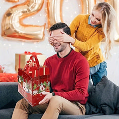 12pcs Reusable Christmas Tote Bags Large Gift Snack Wrap Shopping Bags