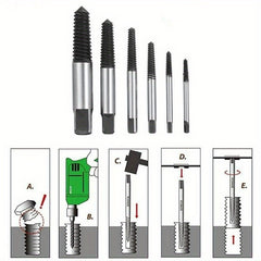 6pcs Damaged Screw Extractor Kit Easy Out Remover Tool