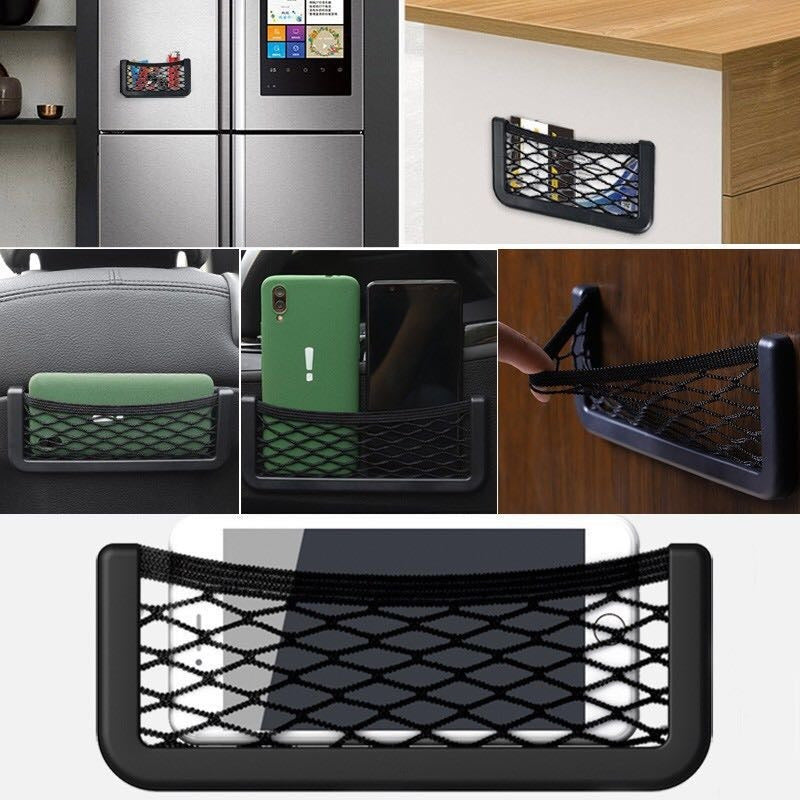 2pcs Universal Mesh Cargo Net Car Storage Net Wall Sticker Organizer Pouch Bag