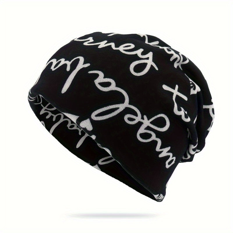 Letter Graphic Beanie Hat Winter Warm Knit Hat