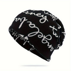 Letter Graphic Beanie Hat Winter Warm Knit Hat