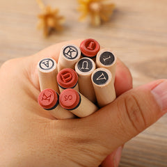 Wooden Rubber Letter Number Rectangle Craft Stamp DIY Card Making