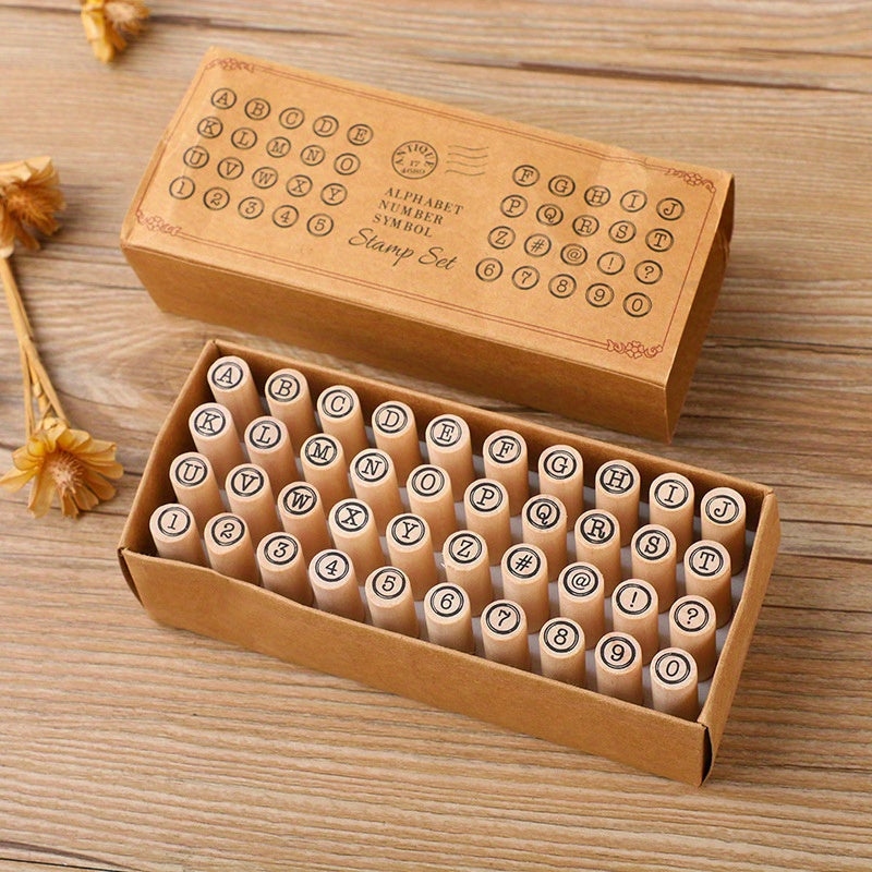 Wooden Rubber Letter Number Rectangle Craft Stamp DIY Card Making