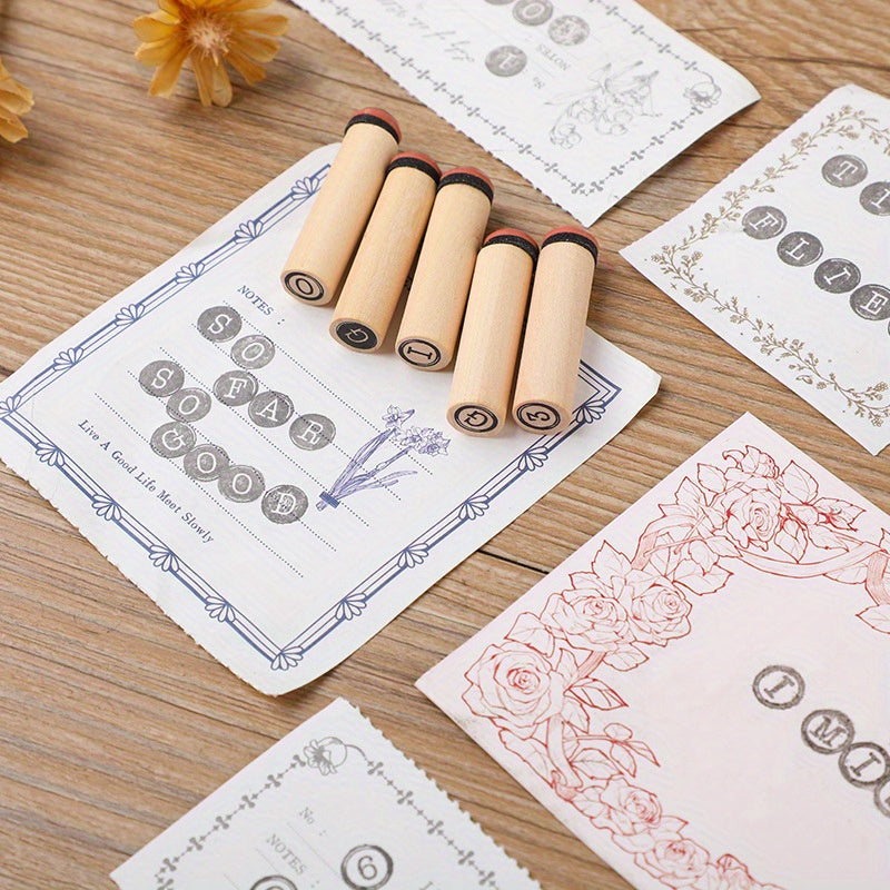 Wooden Rubber Letter Number Rectangle Craft Stamp DIY Card Making