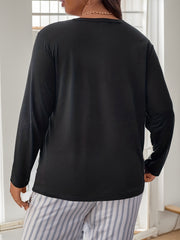 Leaf & Nut Heart Print Long Sleeve Round Neck Sleepwear Tee