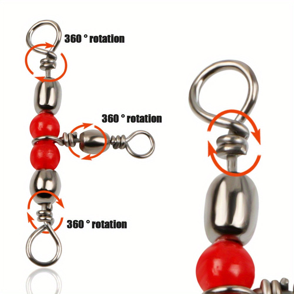 10pcs 3 Way Brass Barrel Rolling Swivels Anti corrosion Anti rust Fishing Tackle