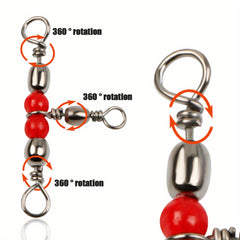 10pcs 3 Way Brass Barrel Rolling Swivels Anti corrosion Anti rust Fishing Tackle