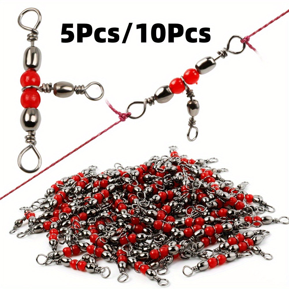 10pcs 3 Way Brass Barrel Rolling Swivels Anti corrosion Anti rust Fishing Tackle