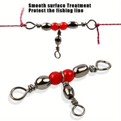 10pcs 3 Way Brass Barrel Rolling Swivels Anti corrosion Anti rust Fishing Tackle