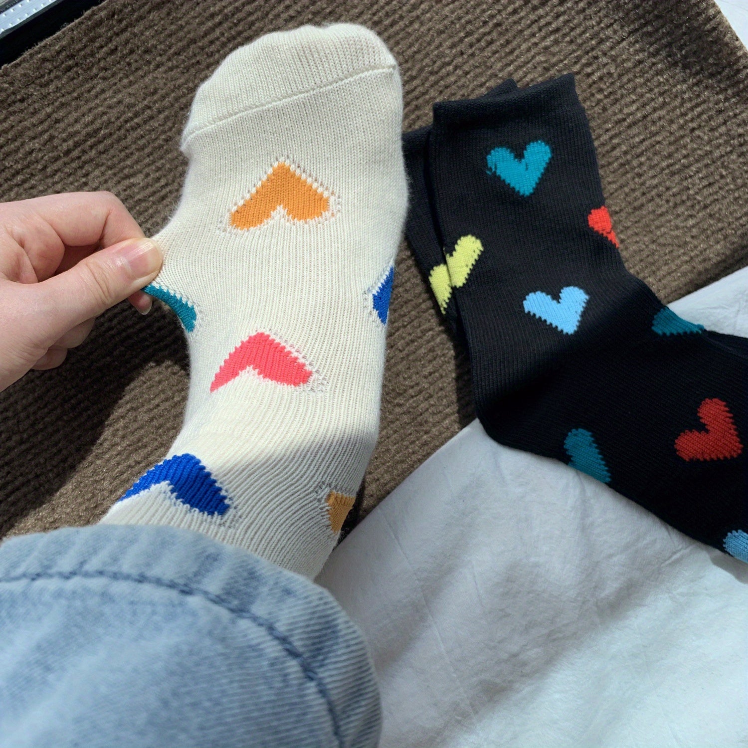 Heart Print Mid Tube Socks Women's Stockings