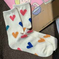 Heart Print Mid Tube Socks Women's Stockings