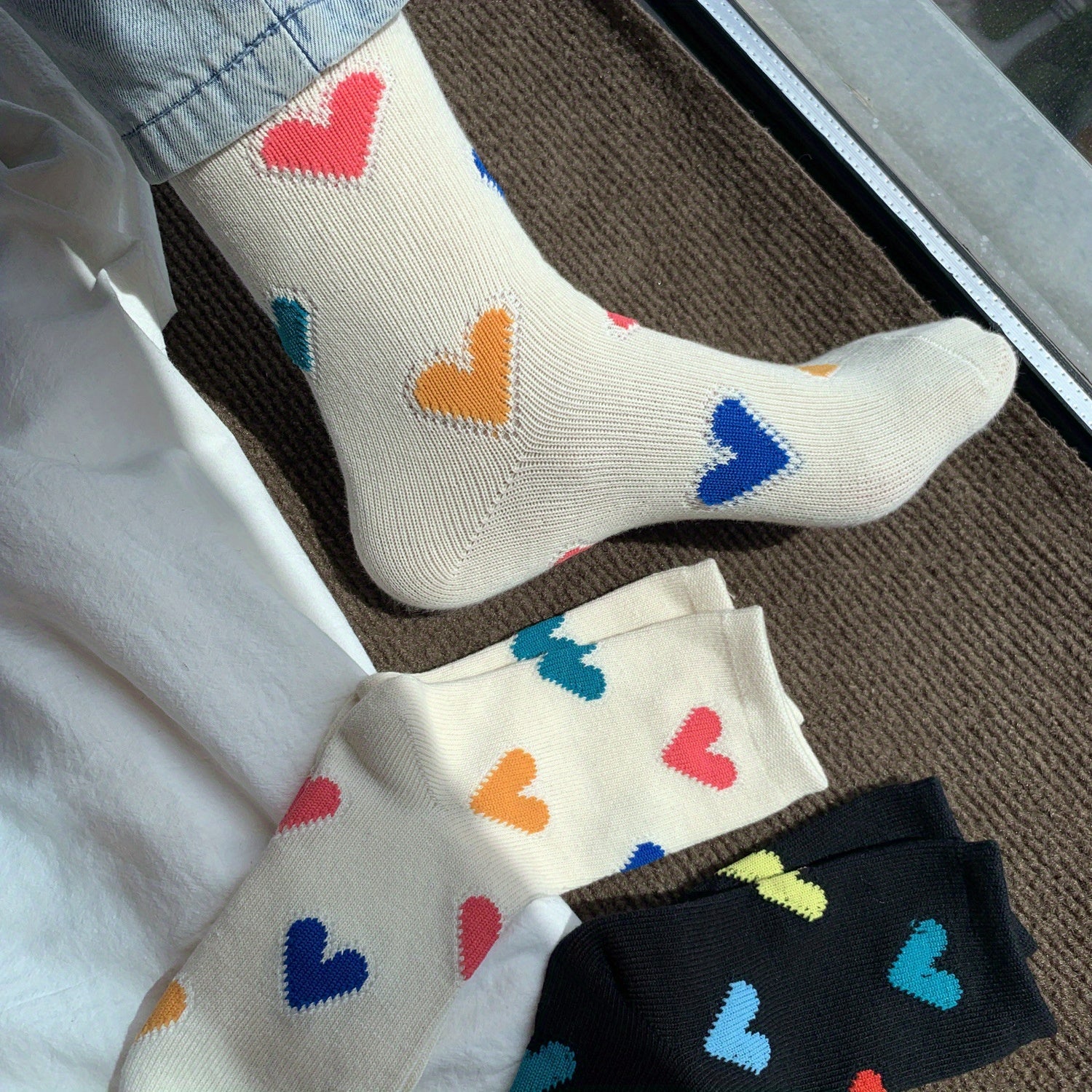 Heart Print Mid Tube Socks Women's Stockings