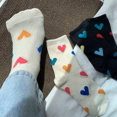 Heart Print Mid Tube Socks Women's Stockings