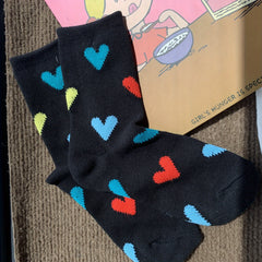 Heart Print Mid Tube Socks Women's Stockings