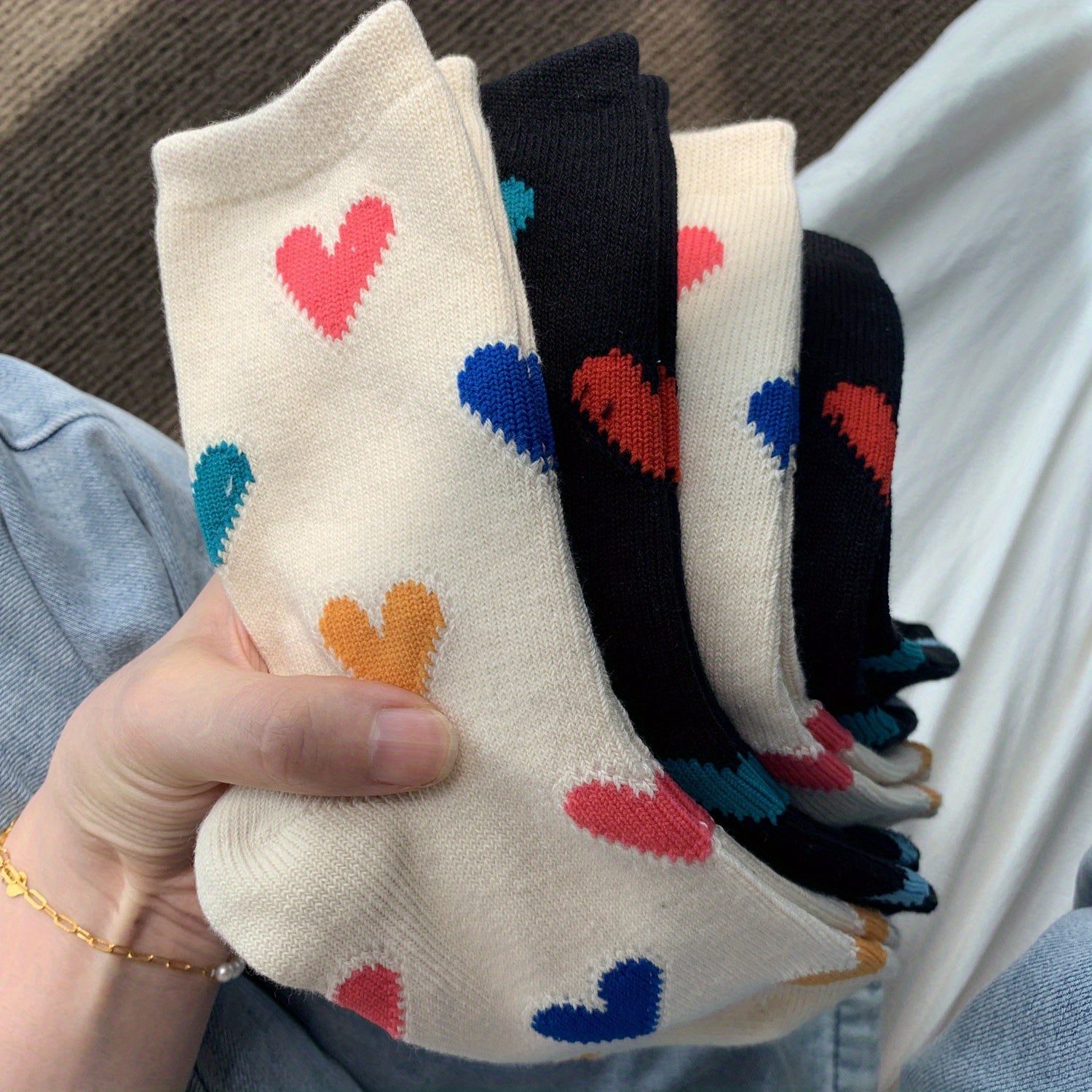 Heart Print Mid Tube Socks Women's Stockings