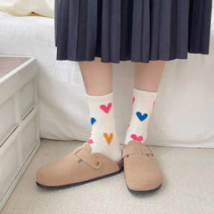 Heart Print Mid Tube Socks Women's Stockings