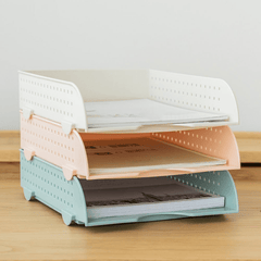 Stackable A4 Document Organizer Polished Plastic Tray with Geometric