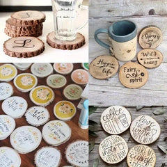 10 PCS Wood Chip Disc Wooden Coaster Pieces Crafts