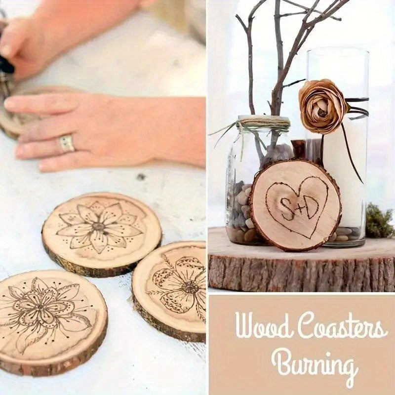 10 PCS Wood Chip Disc Wooden Coaster Pieces Crafts