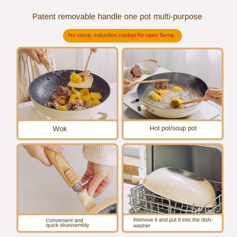 Non-stick Pot With Standable Slight Pressure Pot Cover And Detachable Handle